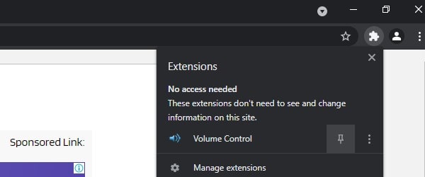 Pin Volume Control Extension in Chrome