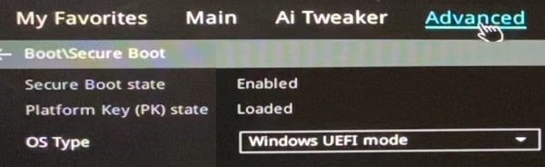 Enable Secure Boot - Windows UEFI mode