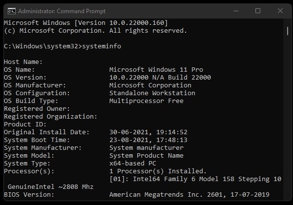 Check Computer Specs on Windows 11 using CMD
