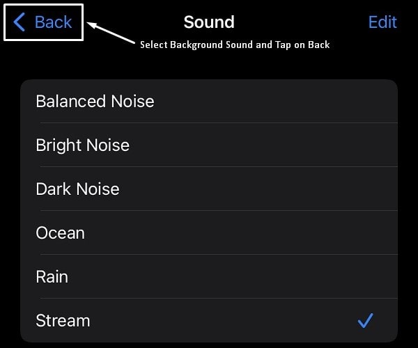 Select Background Sound iPhone