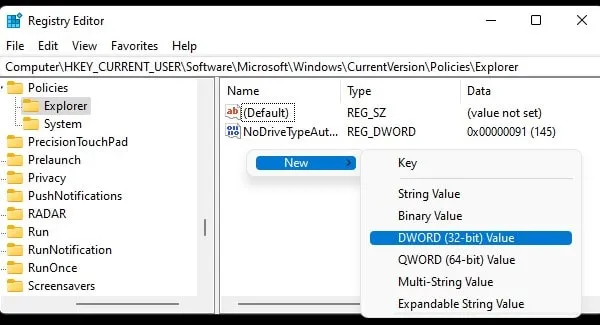 Create new DWORD Registry Key in Explorer for Delete File Confirmation Dialog