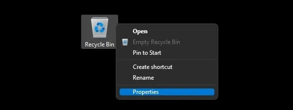 Recycle Bin Properties