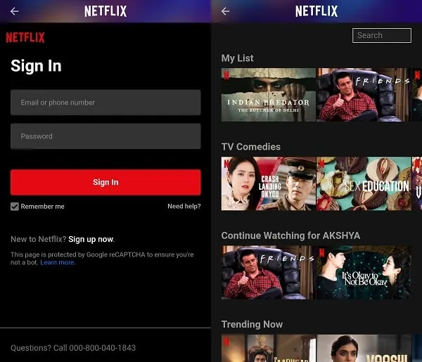 Login your Netflix account in rave to take screenshot