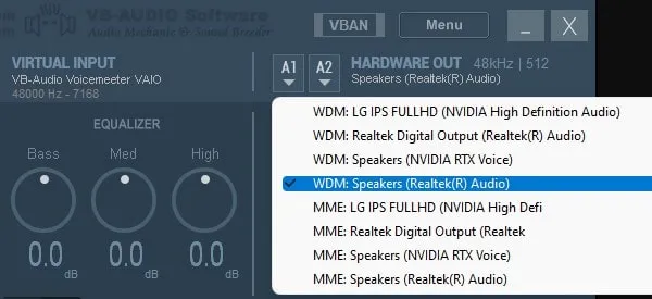 Select Realtek Speakers in Hardware Output