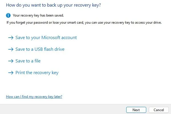 Back up your recovery key