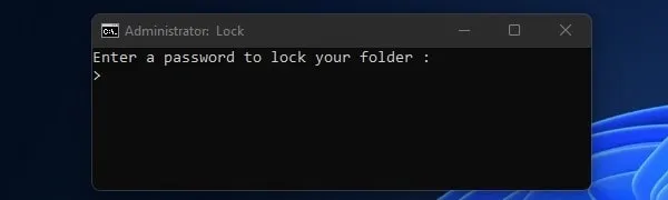 Enter a password to lock the folder