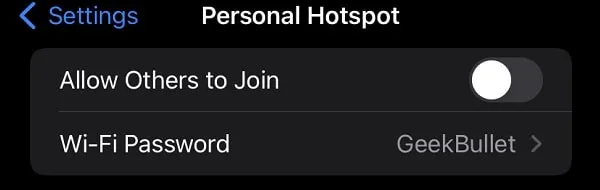 Disable Personal Hotspot to fix iPhone Battery draining Fast iOS 16