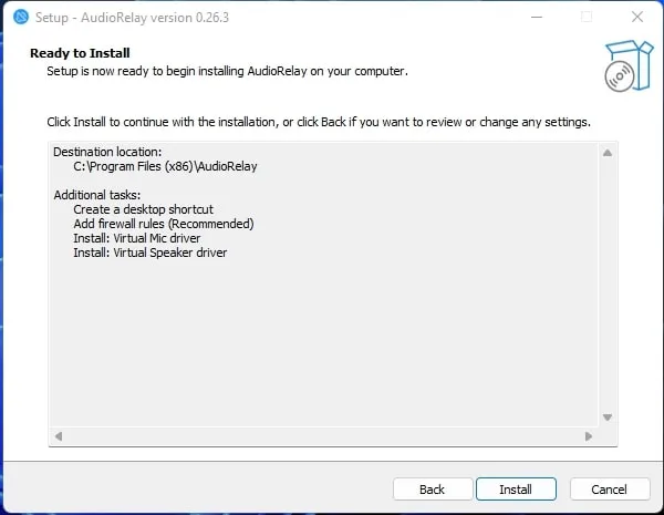 Install AudioRelay Server on Windows 11 PC