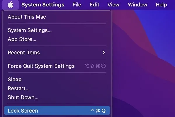 Open Lock Screen on macOS Ventura