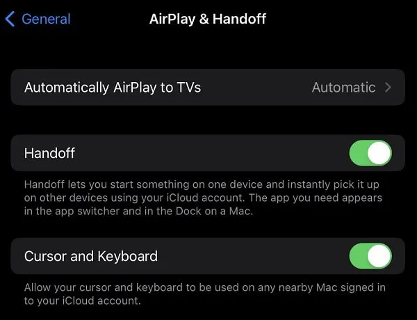 Enable AirPlay and HandOff on iPad