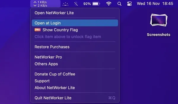 Open NetWorker Lite at macOS Login