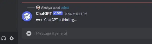 ChatGPT Discord Bot is thinking