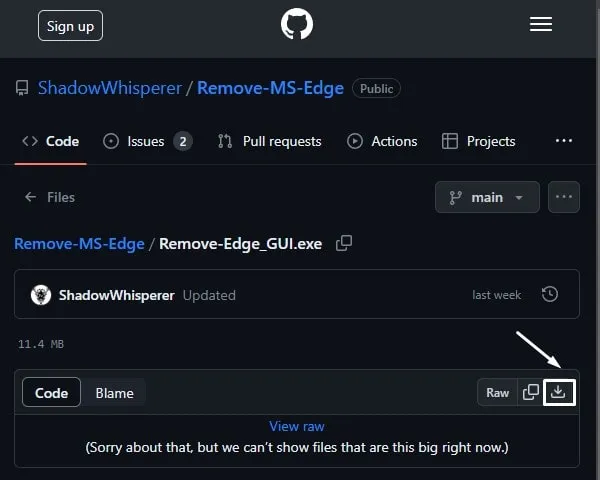 Download Button for Remove Edge GUI Setup File