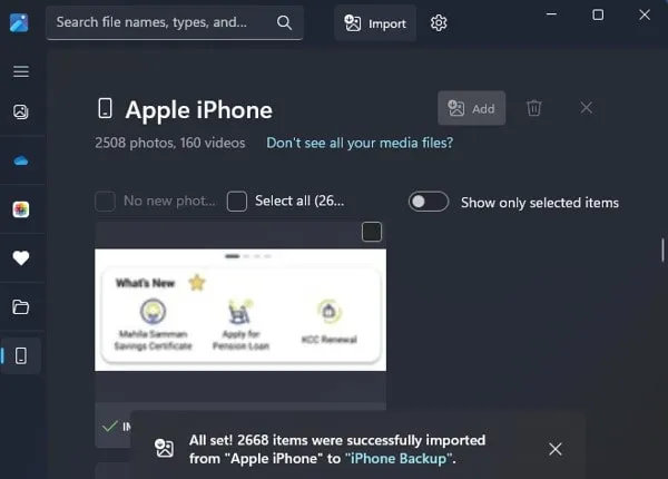 Successfully Imported All Photos and Videos from iPhone to PC