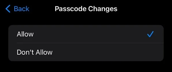 Allow Passcode Changes on iPhone