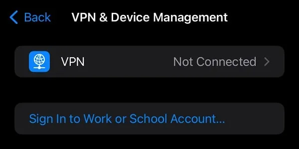 Disable VPN & Device Management on iPhone