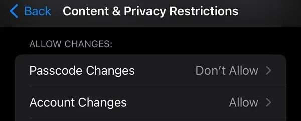 Passcode Changes Don't Allow on iPhone