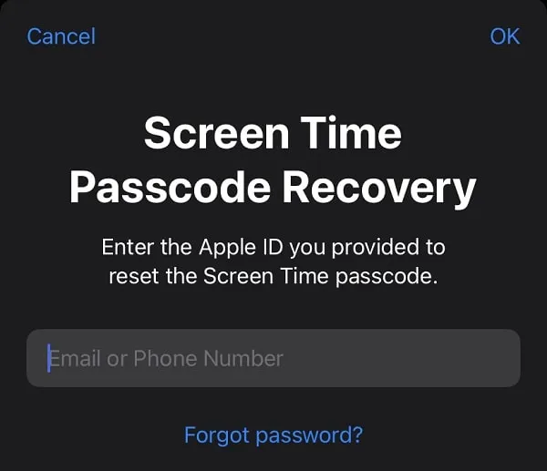 Screen Time Passcode Recovery on iPhone