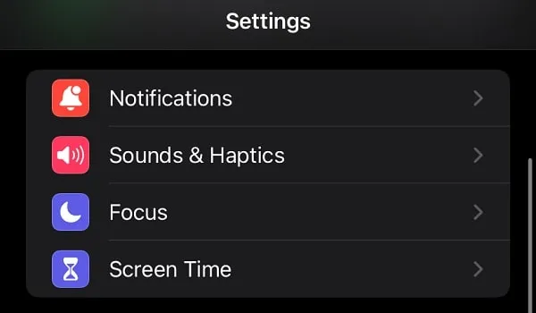 iPhone Screen Time Settings