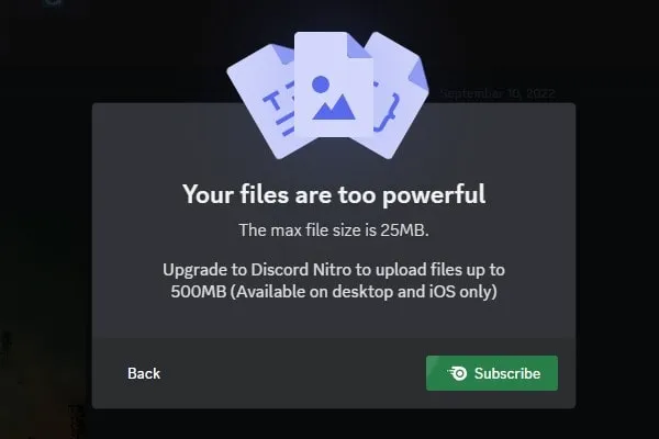 Discord Max File Size 25 MB