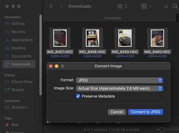 Comvert HEIC Images to JPEG on Mac