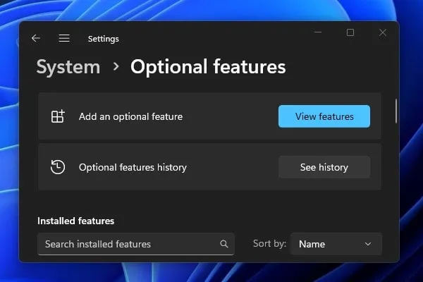 Windows 11 Optional Features